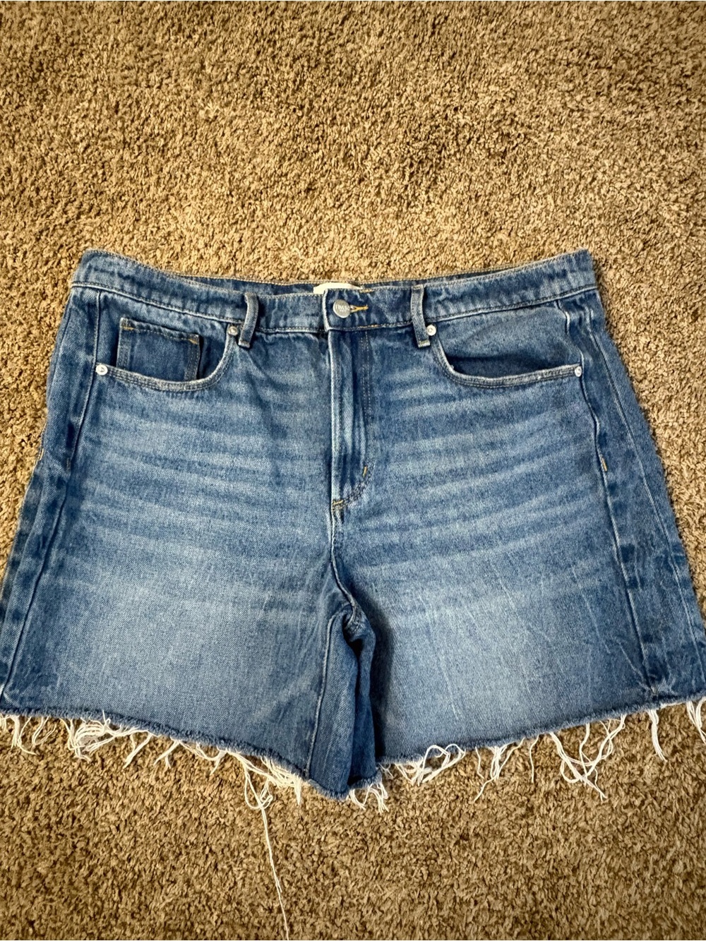High-Rise Medium Wash Denim Cutoff Shorts